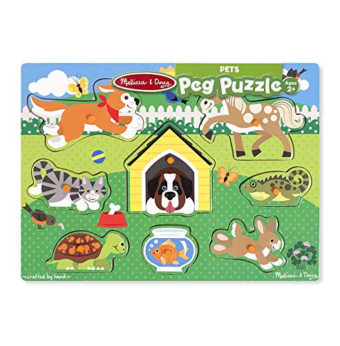 Melissa & Doug World of Animals Wooden Peg Puzzles Set - Pets, Farm, and Safari - WoodArtSupply