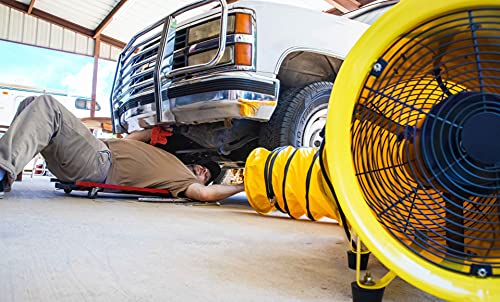 MaxxAir HVHF 12COMBO Heavy Duty Cylinder Fan with 20-foot Vinyl Hose, High Velocity Portable Utility Blower/Exhaust Axial Hose Fan, 12-Inch, Yellow MaxxAir