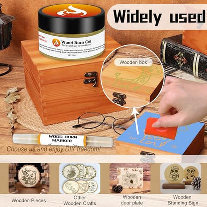 WAN2TLK Wood Burn Gel Pen Kit, 120ml Wooden Burning Paste, Beewax, Wooden Burning Pens, 2 Replacement Nibs, Perfect for Artists And Beginners In Handcrafted Wooden Burning Projects
