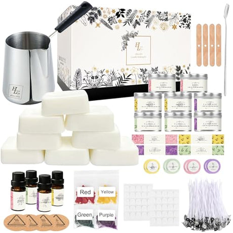 Complete Candle Making Kits for Adults Beginners,DIY Candle Making Supplies Include Soy Wax,Wax Melter,Scents,Dyes,Wicks,Wicks Sticker,Candle Tins & ETUOLIFE