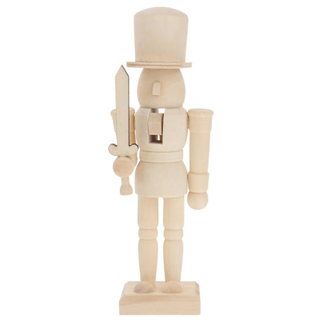 BESTOYARD Unfinished Wooden Nutcracker 20cm Christmas Nutcracker Unpainted Blank Nutcracker Soldier with Swords Figures Wooden Christmas Table BESTOYARD