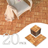 TimberWave Pack of 20 Deck Tiles, Solid Acacia Wood Floor Tiles, Patio Tiles Outdoor Interlocking Waterproof All Weather (12"x12" - 12 Slat, Golden TimberWave
