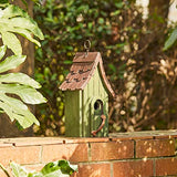 Glitzhome Green Hand Painted Garden Wood Birdhouse with Single Roof Hanging Bird House for Outside glitzhome