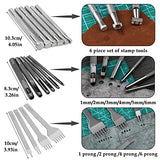 Leather Craft Tools, 60 Pieces Leather Working Tools and Supplies with Storage Bag Cutting Mat Prong Punch Groover Edge Creaser Stamping Carving BAGERLA