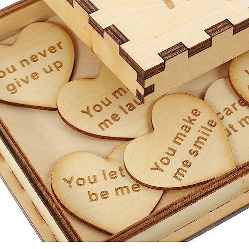 VOSAREA 1 Set Wooden Friendship Gift Box Reasons Why You Are My Friend Box Unfinished Wooden Keepsake Box with Wood Heart Slice Birthday Gifts VOSAREA