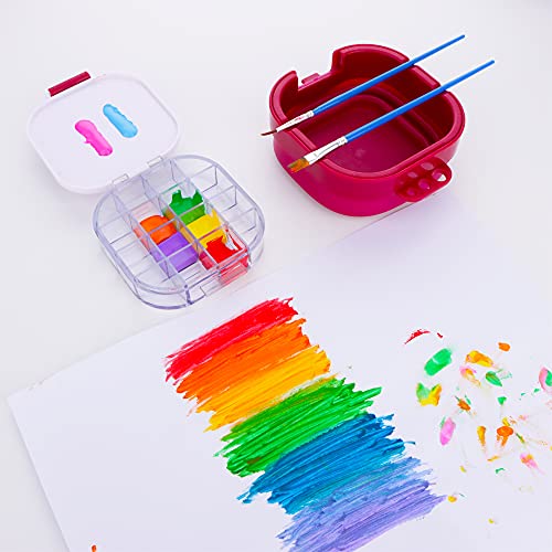 Paint Saver Storage Palette Box 16-Well Portable Airtight (Red, 0.95”x 4.6”x 3.5") DQITJ