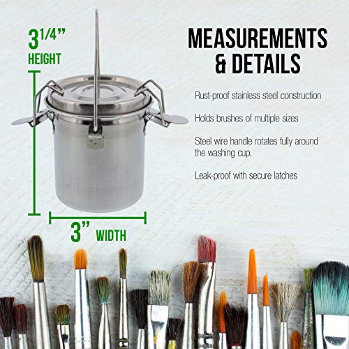 US Art Supply Stainless Steel Leak-Proof Deluxe Brush Washer US Art Supply