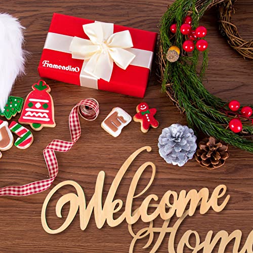 Framendino, 4 Pack Unfinished Wood Sign Natural Cutout Wooden Welcome Hello Home Love Sign DIY Block Words Letters Decorative Signs Framendino