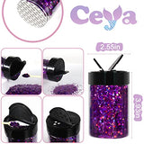 Ceya Holographic Chunky Glitter, 4.2oz/ 120g Purple Craft Glitter Powder Mixed Chunky & Fine Flakes Iridescent Nail Sequins for Nail Art, Hair, Epoxy ceya
