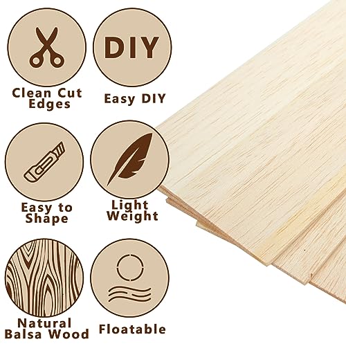 24 Pack Unfinished Basswood Sheets, 12 x 4 x 1/12 Inch Thin Plywood Wood Sheets, 2 mm Thick Basswood Sheets for Crafts, DIY Ornaments, Models SHUESS