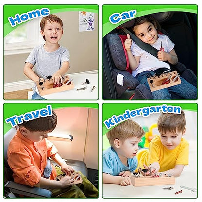 LearnToy Montessori Toys for 3 4 5 Year Old - Montessori Screwdriver Board Set - Learning Sensory Toys - Fine Motor Skills Toys Preschool Materials -