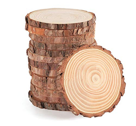 MAOM Natural Wood Slices 25 Pcs 3"-3.5" Round Wood Discs Tree Bark Wooden Circles for DIY Crafting Coasters Arts Crafts Home Decorations Vintage MAOM