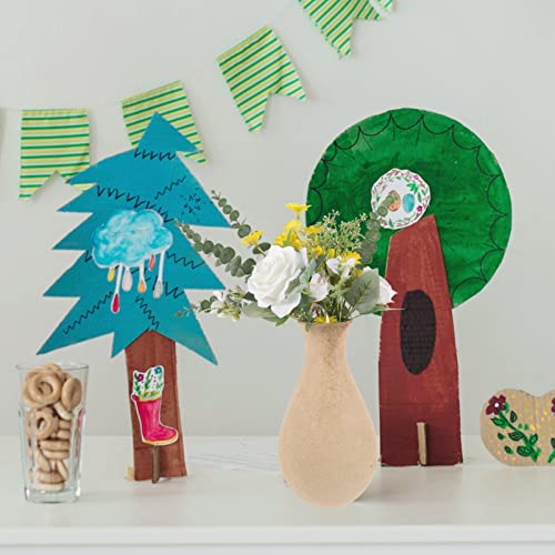 COHEALI Unfinished Wood Vase 2pcs Unfinished Vase Wooden Flower Vase Handmade Blank Floral Vase Paint Your Own Natural Flower Container DIY Painting COHEALI