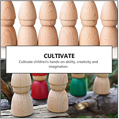 ULTNICE Dolls Peg People 6pcs Unfinished Wooden Figures Wooden Gnome Peg Doll Unpainted Wooden Dolls Crafts Desktop Ornaments Toys for Kids DIY - WoodArtSupply