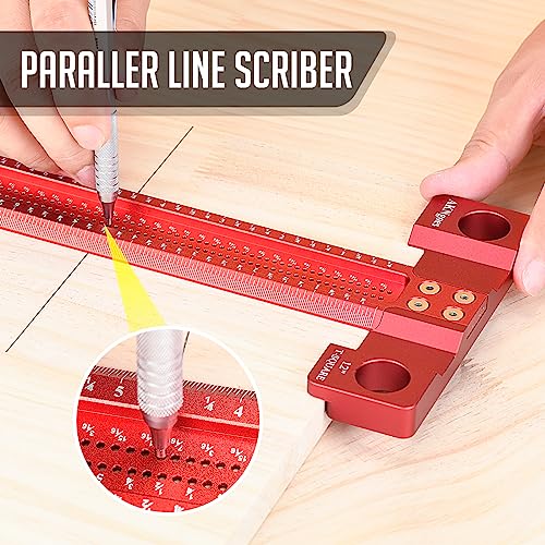 AKNgoes Woodworking Scriber T-Square Ruler 24in with Thoughtful Support Lips, Architect Ruler for Carpenter Work, Layout and Measuring Tools - WoodArtSupply