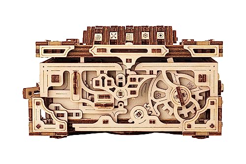 Wood Trick Enigma Chest 3D Puzzle Box - Challenging Wooden Mechanical Model Kit for Adults and Kids Wood Trick