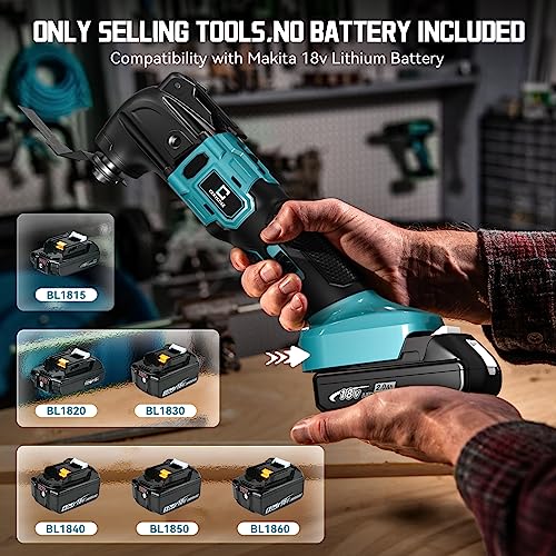 Cordless Oscillating Tool Compatible with Makita Battery, Brushless-Motor Tool with Auxiliary Handle, Oscillating Multi-Tool for Scraping, - WoodArtSupply