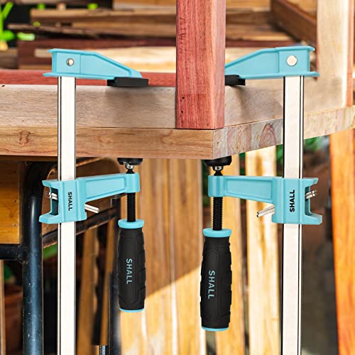 SHALL 12-Inch Steel Bar Clamps Set, 4-pack Medium-Duty Quick-Release F Clamps, 600 Lbs Load Limit for Woodworking, Metal working, DIY and Crafts