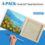 Falling in Art Unfinished Birch Wood Canvas Panels Kit, Falling in Art 4 Pack of 10x10’’ Studio 3/4’’ Deep Cradle Boards for Pouring Art, Crafts, Falling in Art