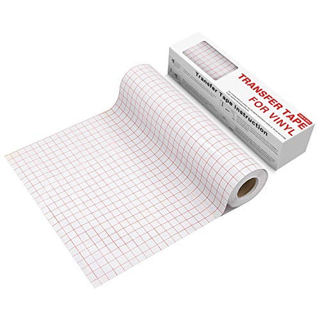 YRYM HT Clear Vinyl Transfer Paper Tape Roll-12 x 50 FT w/Alignment Grid Application Tape for Silhouette Cameo, Cricut Adhesive Vinyl for YRYM HT