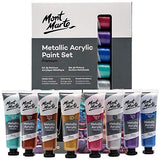 MONT MARTE Premium Metallic Acrylic Paint Set, 8 x 1.02oz (36ml) Tubes, 8 Colors, Suitable for Most Surfaces Including Canvas, Card, Paper and Wood MONT MARTE
