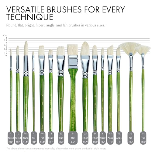 ARTIFY Oil Paint Brushes Set, Acrylic Paint Brushes with Long and Heavy Handle, 15 Pcs Professional Natural Chungking Bristle Paintbrush Set, for Oil - WoodArtSupply