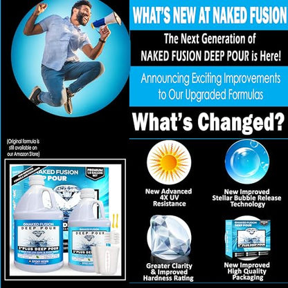 NAKED FUSION Epoxy Resin Deep Pour Crystal Clear Formula-2 Inch Thick Pour Casting Resin for River Tables, Deep Resin Molds, Live Edge Wood and Deep - WoodArtSupply