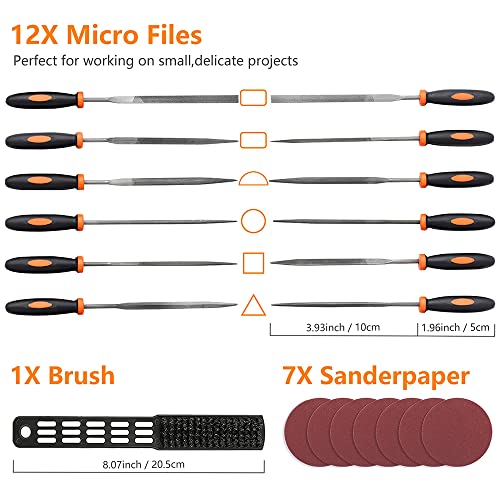 CUNHUY 25Pcs Hand Metal File Set, Premium Grade T12 Drop Forged Alloy Steel, Flat/Triangle/Half-round/Round Large File and 12pcs Needle Files with - WoodArtSupply