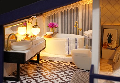 Flever Dollhouse Miniature DIY House Kit Manual Creative with Furniture for Romantic Artwork Gift (Perfect Time Apartment) Flever