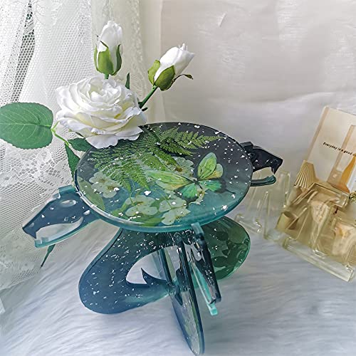 FUNSHOWCASE Witchy Altar Table Stool Epoxy Resin Casting Silicone Mold Pack of 2 Cresent Moon Crystal Snake FUNSHOWCASE