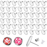 300 Pieces Stud Earring Kit Include 100pcs 12 mm Stainless Steel Blank Stud Bezel Settings 100 Rubber Backs 100 Earring Backs (Silver with Silver and Hicarer