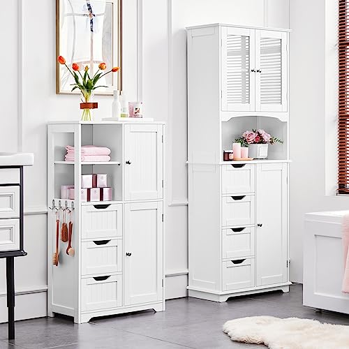 Yaheetech 42" Stylish Bathroom Storage Cabinet with 3 Drawers, 2 Open Shelves and 2 Doors - WoodArtSupply