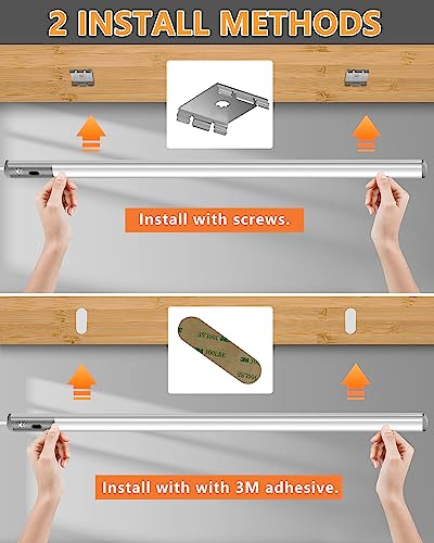 Under Counter Lights for Kitchen, Plug in Under Cabinet Lights with Memory Function, 16 Inch LED Closet Light with 3 Colors 2800/4000/6500k, Super - WoodArtSupply