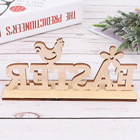 Amosfun Easter Wooden Table Sign Easter Chicken Flower Stand Sign Plaque Tabletop Craft Ornament Centerpiece for Home Office Farmhouse Easter Table Amosfun