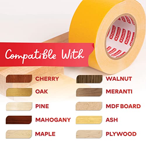 XFasten Double Sided Woodworking Tape, 1-Inch by 36-Yards, 3-Pack - Double Face Woodworker Turner's Tape for Wood Template, Removable & Residue Free XFasten