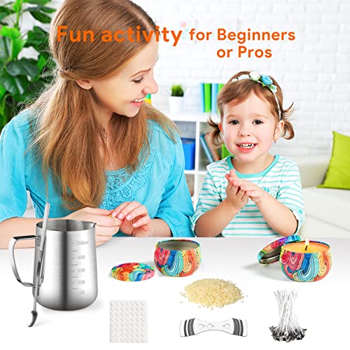 WINORD Candle Making Kit, Candle Making Supplies with Beeswax,Wicks,Wax,Tins,Pot,Holders-Complete DIY Arts and Crafts Set for WINORD