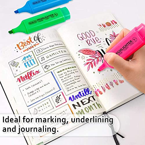 Shuttle Art Highlighters, 8 Assorted Colors Highlighter Pens, Chisel Tip Dry-Quickly Non-Toxic Highlighter Markers for Adults Kids Highlighting on