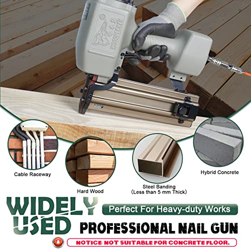 Woodpecker ST64 14 Gauge 3/4" to 2-1/2" Pneumatic Concrete T Nailer Gun with 400pcs Concrete T Nails, Air Power Heavy Duty Concrete Nail Gun Brad Since