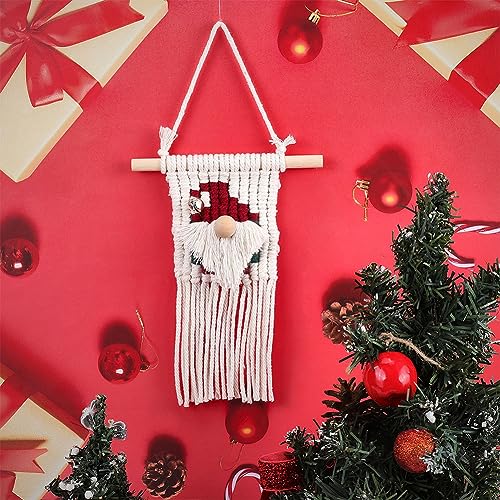 INFUNLY Christmas DIY Macrame Gnomes Kit Macrame Santa Claus Wall Hanging for Beginners Woven Macrame Xmas Gnomes Macrame Kits for Adults with - WoodArtSupply