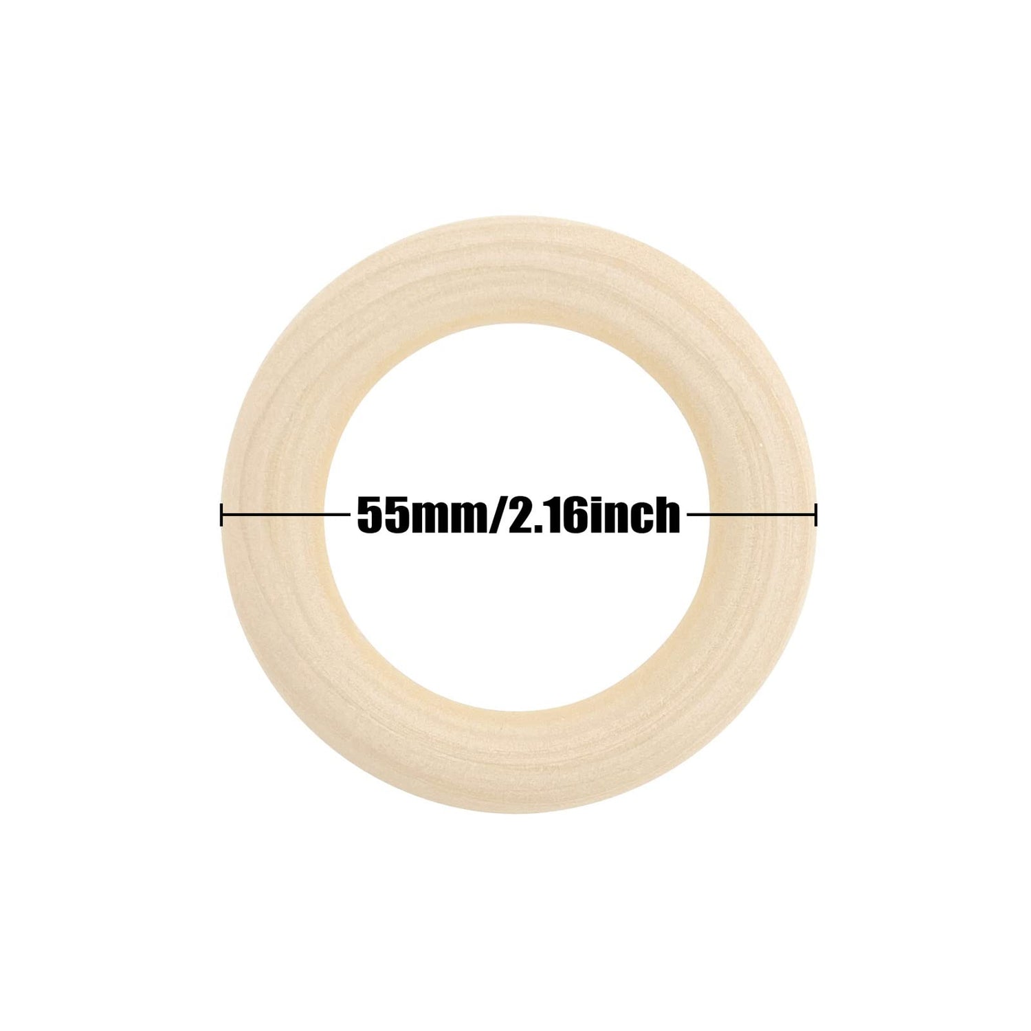 20PCS Natural Wood Rings for Crafts, Macrame Rings for DIY, Wooden Rings Without Paint, Pendant Connectors 55mm/2.2inch HANWER