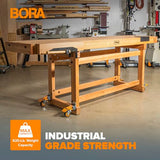 BORA Heavy Duty Workbench 4-Caster Set for Workshop Mobility, Swivel, Locking 155 pound Non-marking Rubber 3-inch Wheels, Total Weight Capacity of Bora