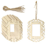 yueton 12PCS Blank Unfinished Wooden Picture Frames Wood Photo Frame with Jute Rope for DIY Crafts, Home Decoration, Christmas Tree Hanging yueton