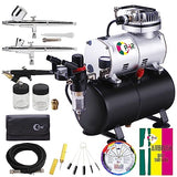 OPHIR 110V Pro Airbrush Kit Air Brush Compressor with Tank 0.2mm 0.3mm 0.8mm Airbrushes & Cleaning Kit for Model Hobby Painting Body Tattoo Airbrush OPHIR