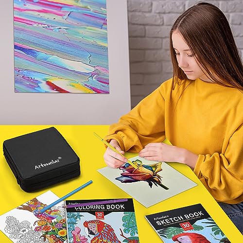 Artownlar Premium120 Colored Pencils, Coloring Book and Sketchbook | Vibrant Color Artists Soft Core | Drawing Sketching Shading for Adults Beginners