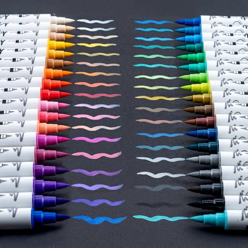 TRANSON 36 Colors Acrylic Paint Marker Pen Set Fine and Brush Dual-tip for Canvas Rock Wood Leather Ceramic DIY Painting TRANSON