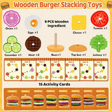 Jumlys Montessori Toys for 2, 3, 4, 5, Year Old, Wooden Burger Stacking Toys, Fine Motor Toys for Kids Boys Girls, Ideal Preschool Educational and Jumlys