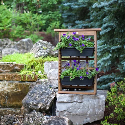 Algreen Gardenview Decorative Indoor or Outdoor Trellis with 3 Vertical Wall Hanging Planters with Drain Plugs for Flowers, Herbs, and Succulents Algreen Products