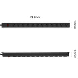 Metal Wall Mount Power Strip, Mountable Power Outlet with 12 AC Outlets, Aluminum Alloy Mount Power Socket with Switch, 6 FT SJT 3/C 14AWG Power HHSOET