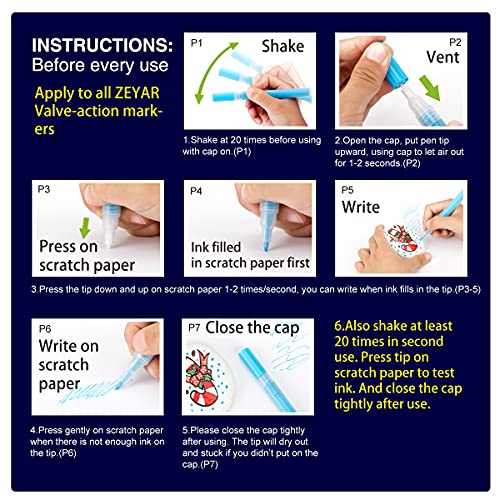 ZEYAR Dual Tip Acrylic Paint Pens 24 Colors, Board and Extra Fine Tips, Patented Product, AP Certified, Waterproof Ink, Works on Rock, Wood, Glass, ZEYAR