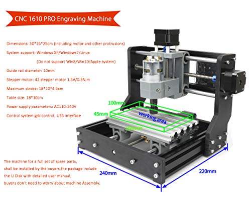 RATTMMOTOR CNC 1610 PRO CNC Wood Router Machine Kit, 3 Axis GRBL Control  DIY Mini CNC Milling Engraver Engraving Machine with CNC Offline Controller